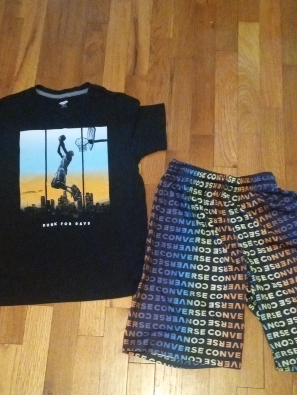 boys large Converse drifit shorts and graphic tee